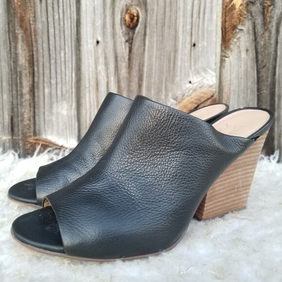 Black Heeled Mule Naturalizer Sloan Size 9 Leather Open Toe Slide Slip On VGUC - Picture 4 of 14